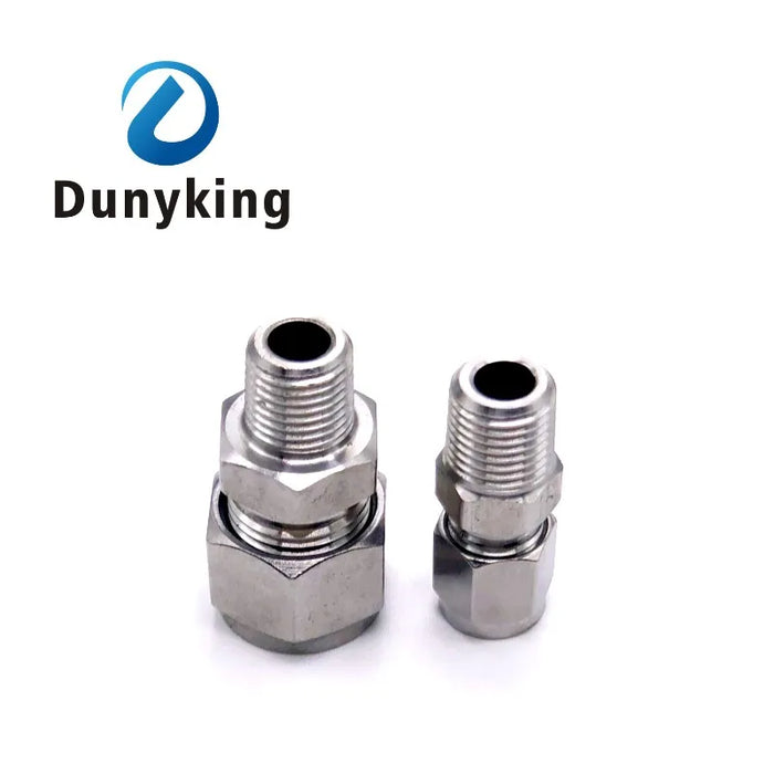 Enagua Mart SS 304 Stainless Steel Double Ferrule Compression Connector - 6mm, 8mm, 10mm, 12mm Tube to 1/8, 1/4, 3/8, 1/2 Male NPT Pipe Fitting