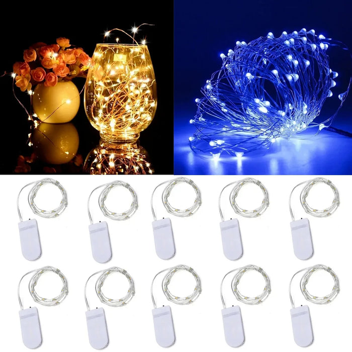 Enagua Mart 10-Piece LED String Lights - Copper Wire Fairy Lights for Holiday, Wedding, and Party Decorations