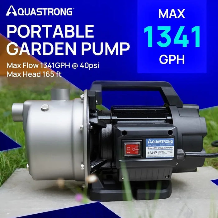 Enagua Mart 1.6HP Portable Shallow Well Pump - 1320GPH, Stainless Steel for Irrigation and Water Transfer