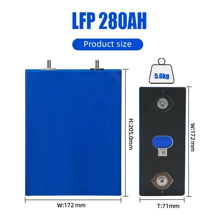 Enagua Mart 3.2V 280Ah LiFePO4 Battery - Grade A Lithium Iron Phosphate Cells for Home Energy Storage and Inverters