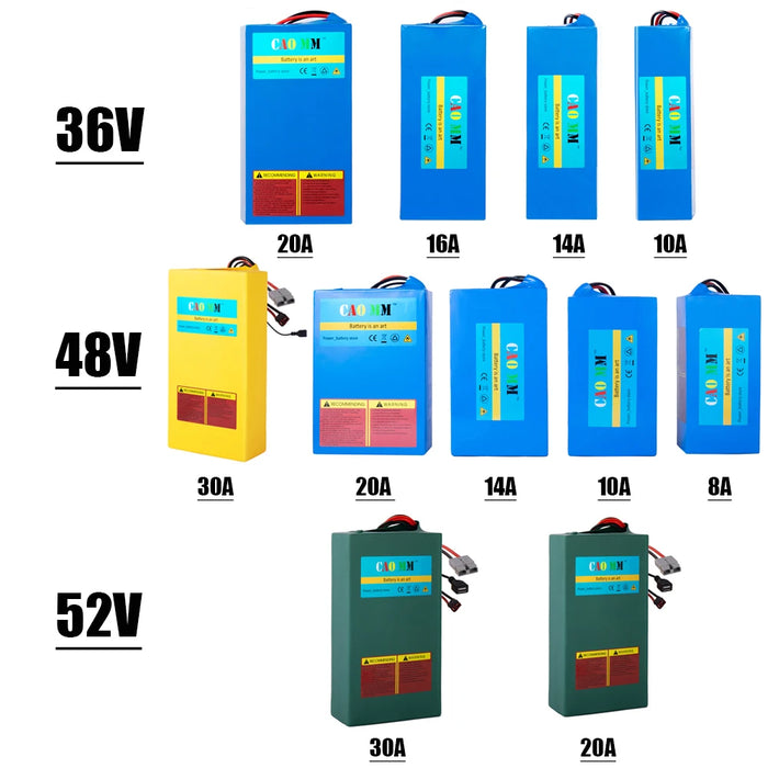 Enagua Mart 36V-48V Electric Bike Lithium Battery Pack - 10/14/20Ah Li-ion Ebike Battery for Bicycle, Scooter, Motorcycle with Charger