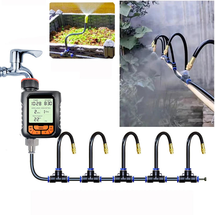 Enagua Mart DIY 20M Automatic Irrigation Sprinkler Kit - Rotating Copper Nozzle for Garden and Balcony Watering