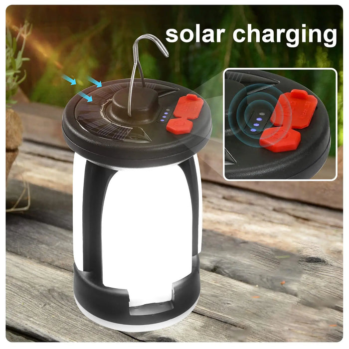 Enagua Mart High Power Solar LED Camping Lantern - 4500mAh Rechargeable Emergency Power Bank