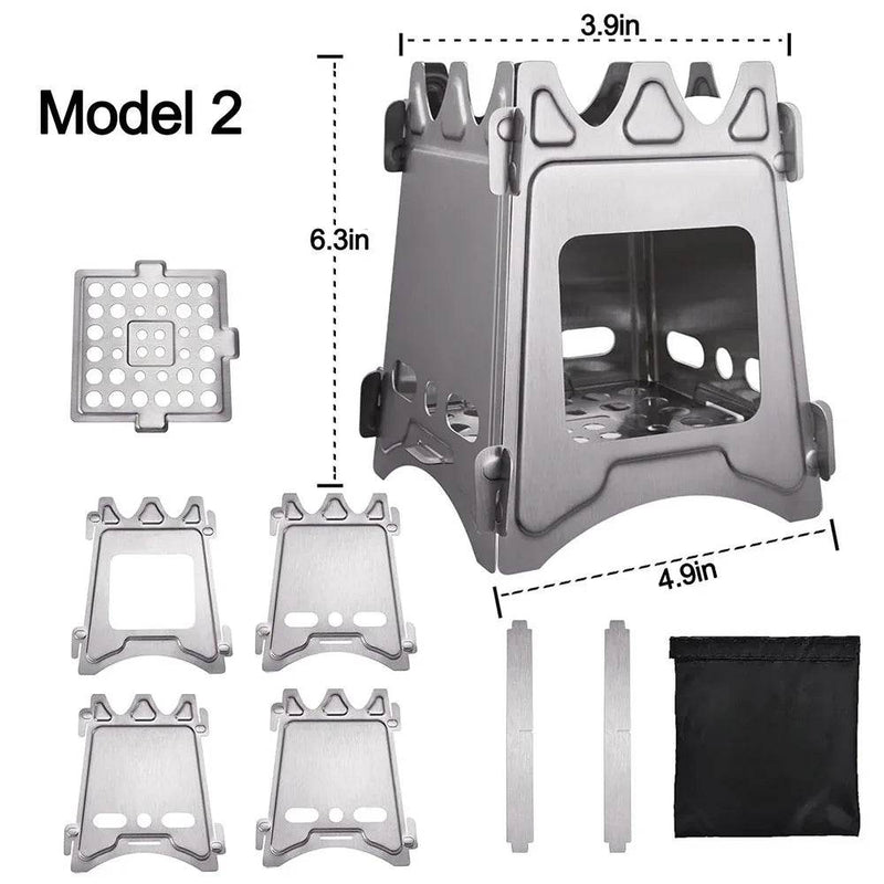 Enagua Mart Portable Camping Wood Stove - Lightweight Folding Firewood Stove for Outdoor Cooking, Hiking, and BBQ - Enagua Mart