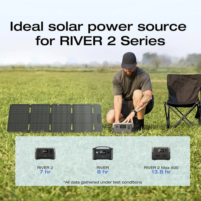 Enagua Mart EcoFlow Portable Power Station River 2 - With 45W Solar Panel, 256Wh LiFePO4 Battery, 1-Hour Fast Charging, Up to 600W Output