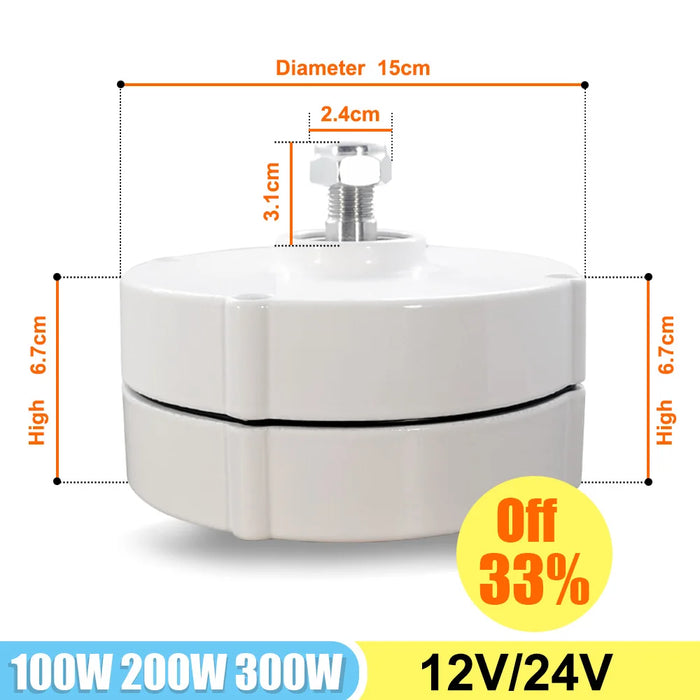 Enagua Mart 500W Wind Turbine Generator - 12V/24V 750 RPM Magnetic Dynamo for AC/DC Power and Hydro Applications