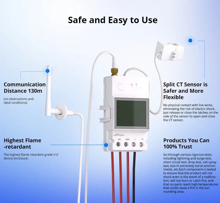 Enagua Mart Sonoff POWCT 100A WiFi Power Meter - Smart Power Monitoring Device with Split CT Sensor and ESP32 Chip