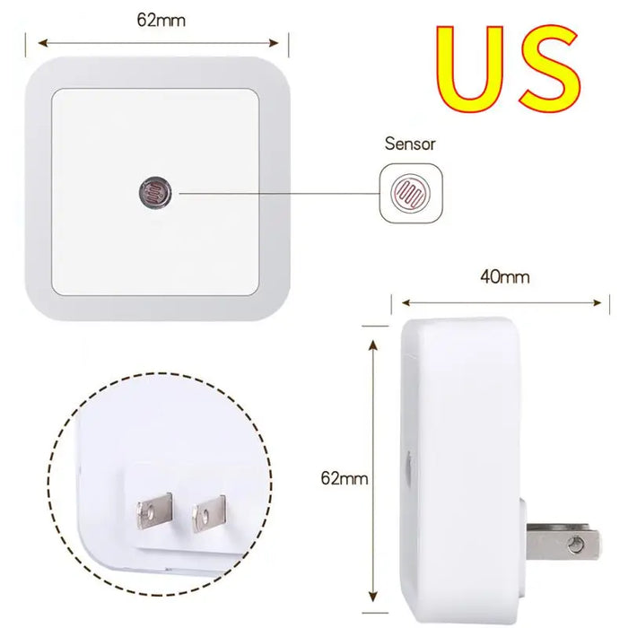 Enagua Mart LED Plug-In Night Light - Light Control Sensor Wall Lamp for Home, Bedroom, and Hallway