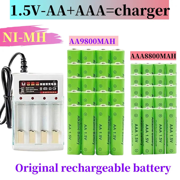 Enagua Mart Rechargeable AA/AAA Battery - 1.5V 9800mAh/8800mAh for Digital Devices