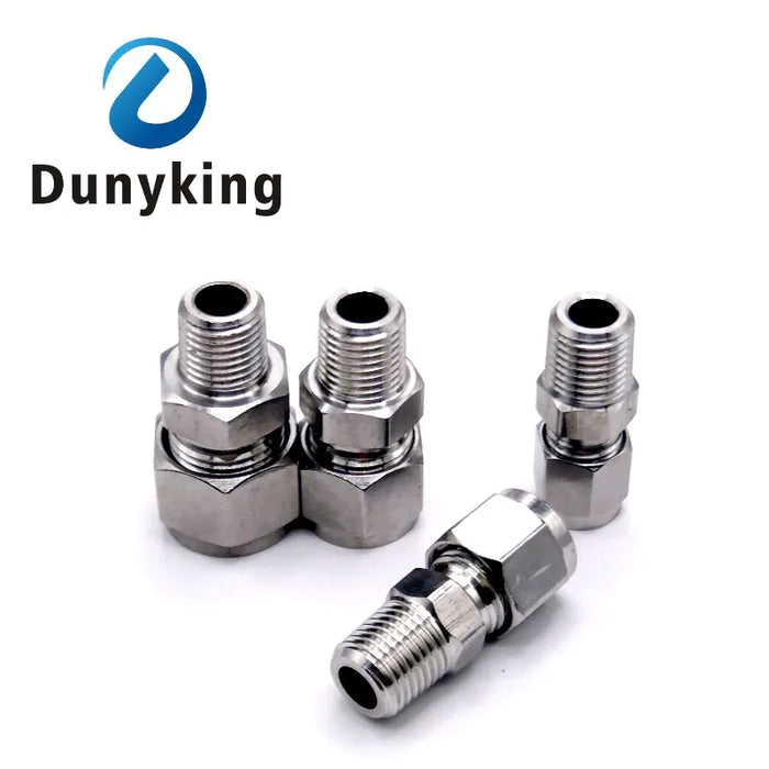 Enagua Mart SS 304 Stainless Steel Double Ferrule Compression Connector - 6mm, 8mm, 10mm, 12mm Tube to 1/8, 1/4, 3/8, 1/2 Male NPT Pipe Fitting