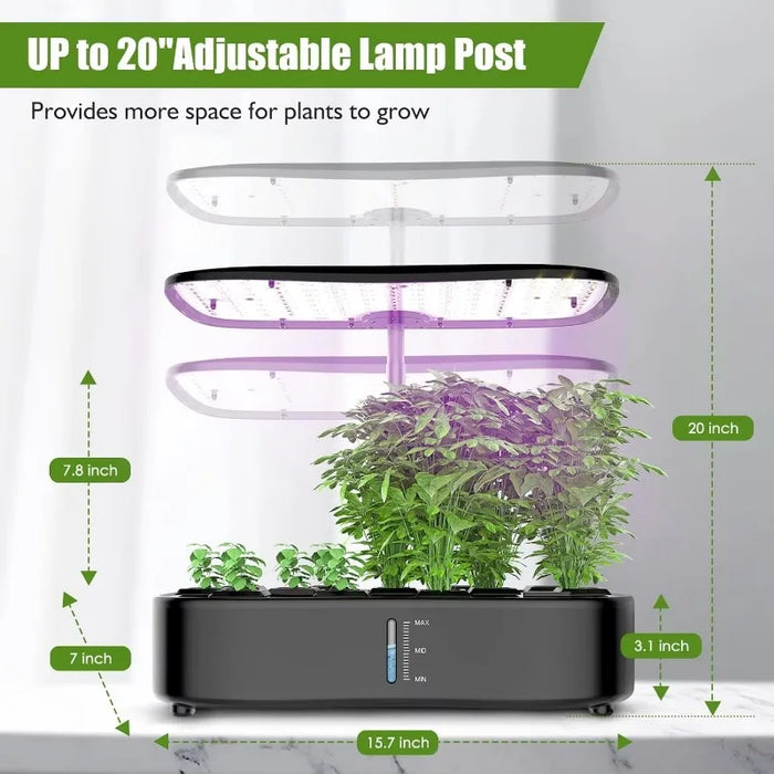 Enagua Mart Indoor Hydroponics Growing System - 12 Pods with Remote Control & Auto LED Grow Light