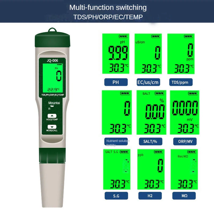 Enagua Mart 10-in-1 Water Quality Monitor - pH, EC, TDS, ORP, and Temperature Tester