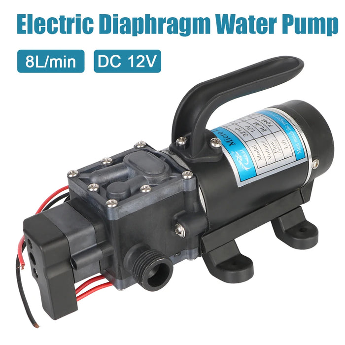 Enagua Mart 8L/Min Water Spray Car Wash Agricultural Electric Pump - 12V 100W Diaphragm Self-Priming Micro High-Pressure Pump