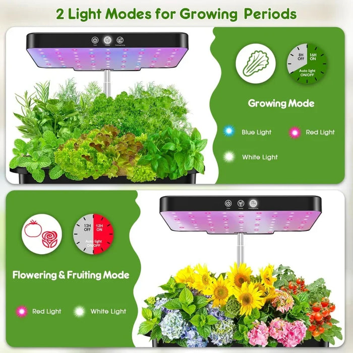 Enagua Mart 12-Pods Indoor Gardening System - LED Grow Light Plants Germination Kit