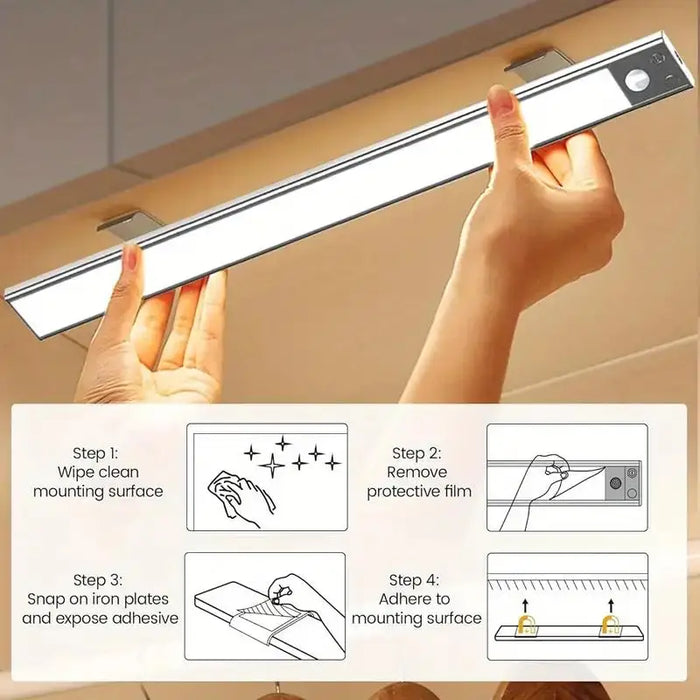 Enagua Mart Ultra-Thin LED Under Cabinet Lights - Motion Sensor, Rechargeable Night Light