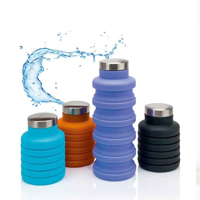 Enagua Mart Portable Silicone Water Bottle - Retractable Folding Coffee Bottle for Travel and Outdoor Use