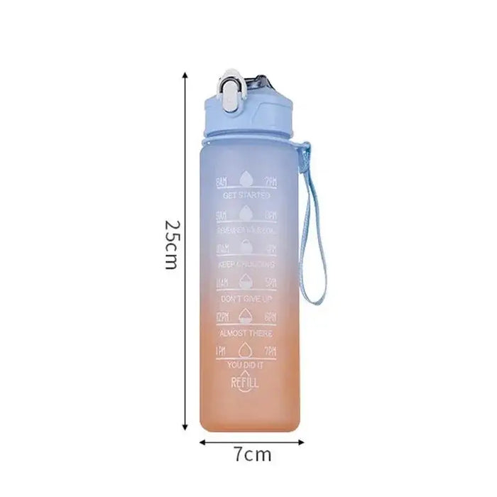 Enagua Mart Sports Water Bottle with Time Marker - High-Temperature Resistant, Rainbow Frosted BPA-Free Plastic (1-4pcs)