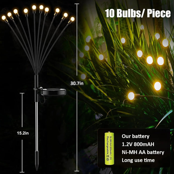 Enagua Mart 10 LED Solar Garden Lights - Firefly Waterproof Outdoor Lights