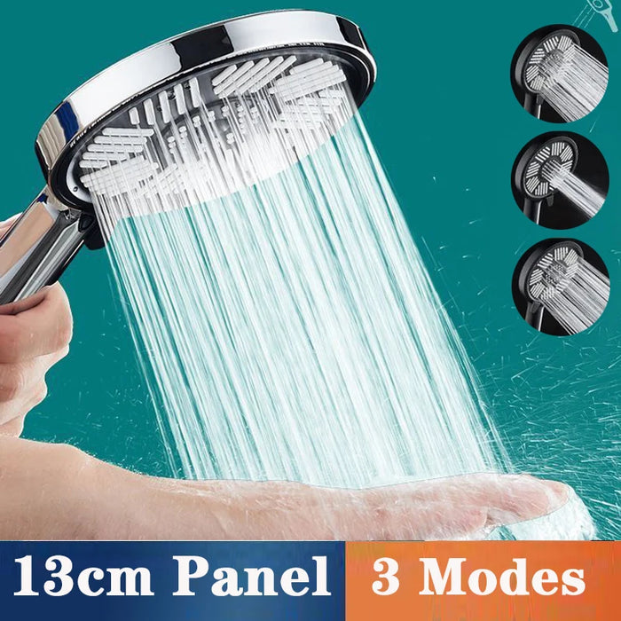 Enagua Mart 13cm Large Flow Supercharge Shower Head - 3 Modes High-Pressure Eco Rainfall Nozzle