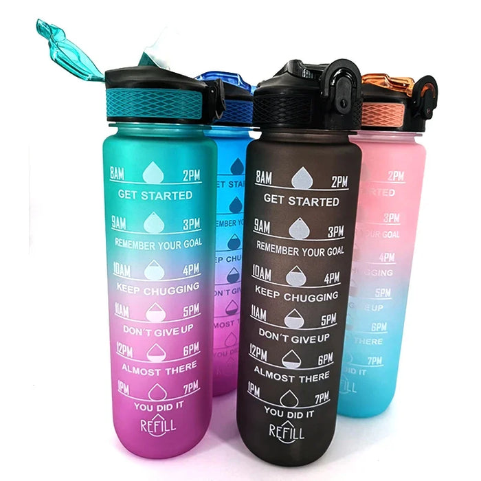 Enagua Mart 1 Liter Motivational Sport Water Bottle - Leakproof, BPA-Free Drinking Bottle for Outdoor Travel, Gym, Fitness, and Kitchen Use