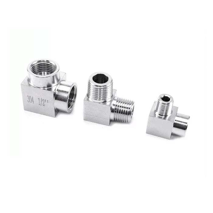 Enagua Mart Stainless Steel High-Pressure Elbow Pipe Fitting Connector - Metric Female/Male Thread (M8, M10, M12, M14, M16, M18, M20)