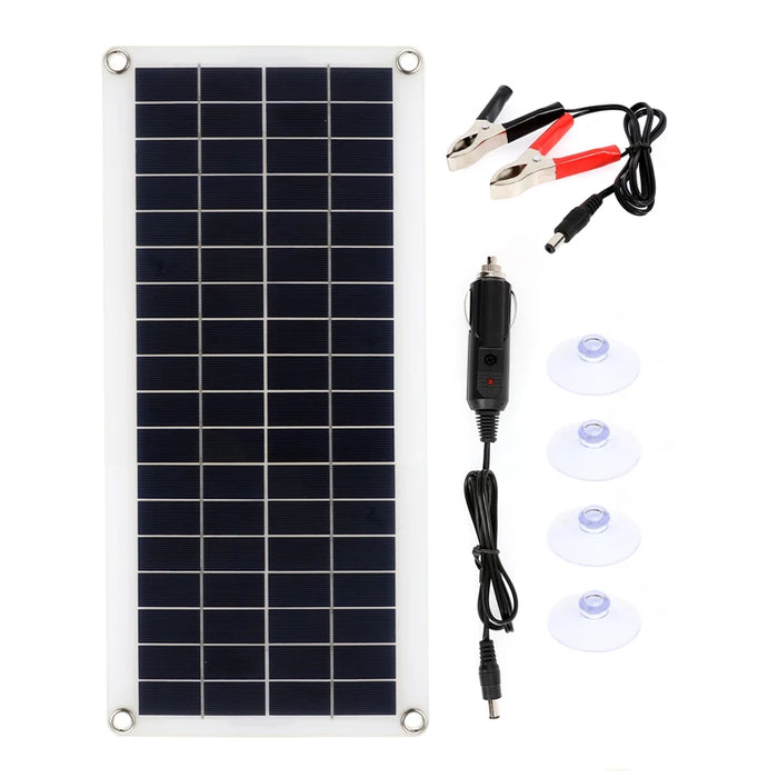 Enagua Mart 150W-300W Solar Panel Kit - 12V Charge Battery with 30A/60A Controller Module, 2 USB Port Cell Battery Power Bank for Phone, RV, Car