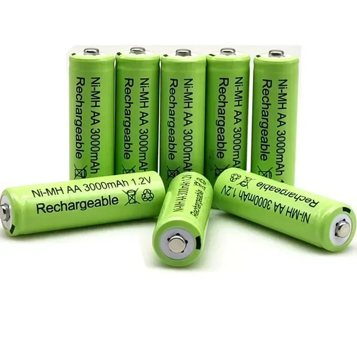 Enagua Mart 3000mAh AA Ni-MH Rechargeable Battery - 1.2V High-Capacity Green Batteries for Solar Lamps and Flashlights