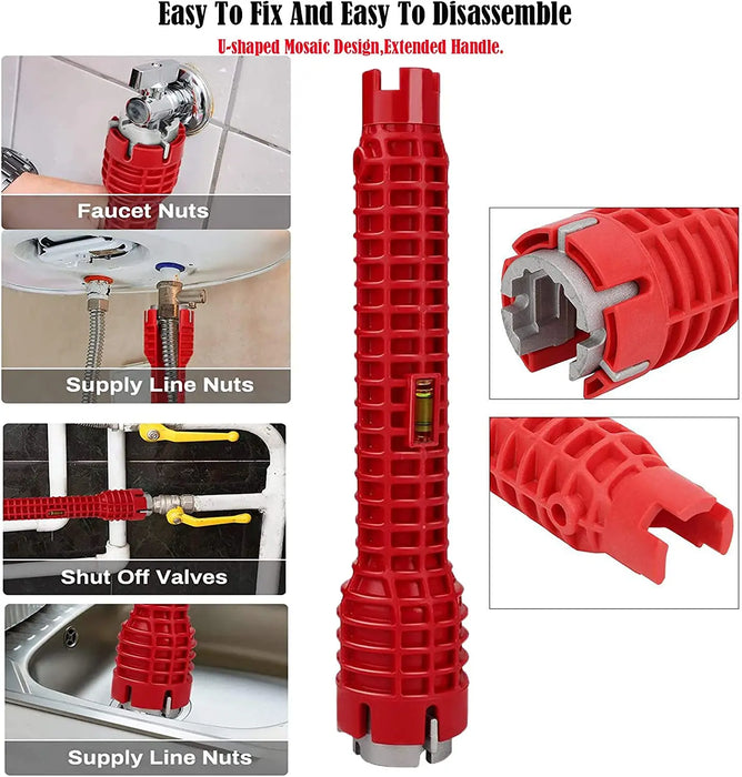 Enagua Mart 8-in-1 Anti-Slip Plumber Key - Flume Sink Wrench Plumbing Tool for Bathroom Pipe Repair