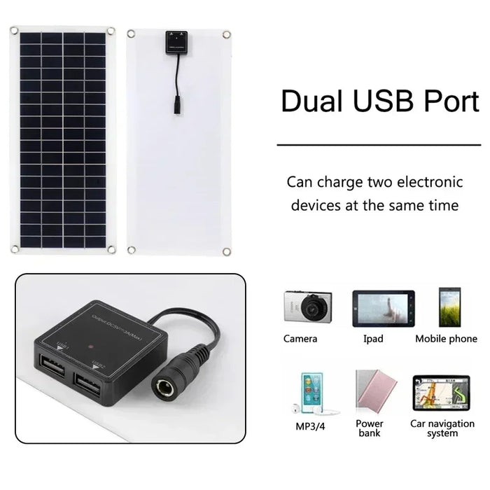 Enagua Mart 300W Flexible Solar Panel Kit - 12V Battery Charger with Dual USB and 10A-60A Controller