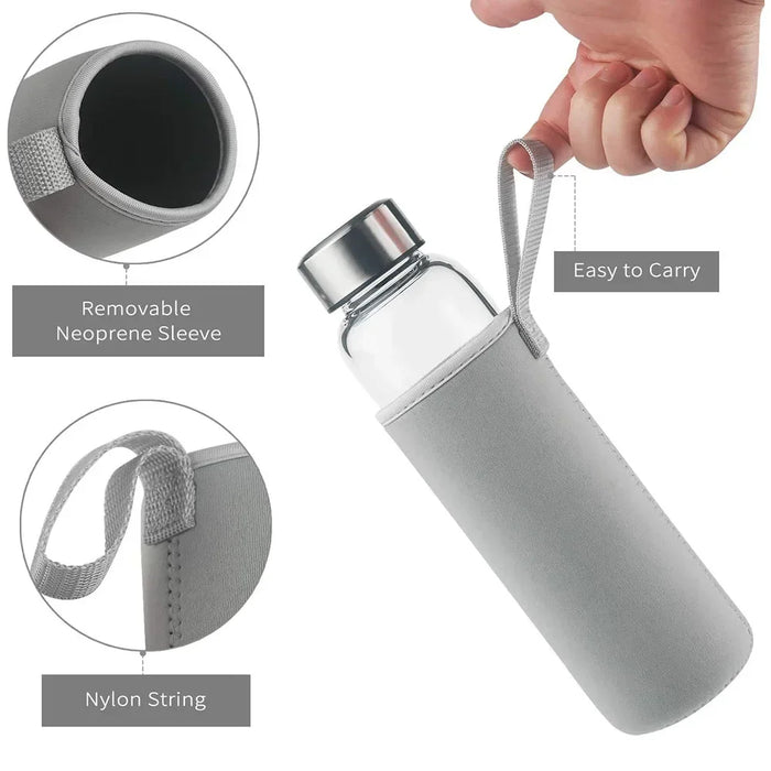 Enagua Mart 550ml Glass Water Bottle - High-Temperature Resistant with Tea Infuser and Nylon Cover