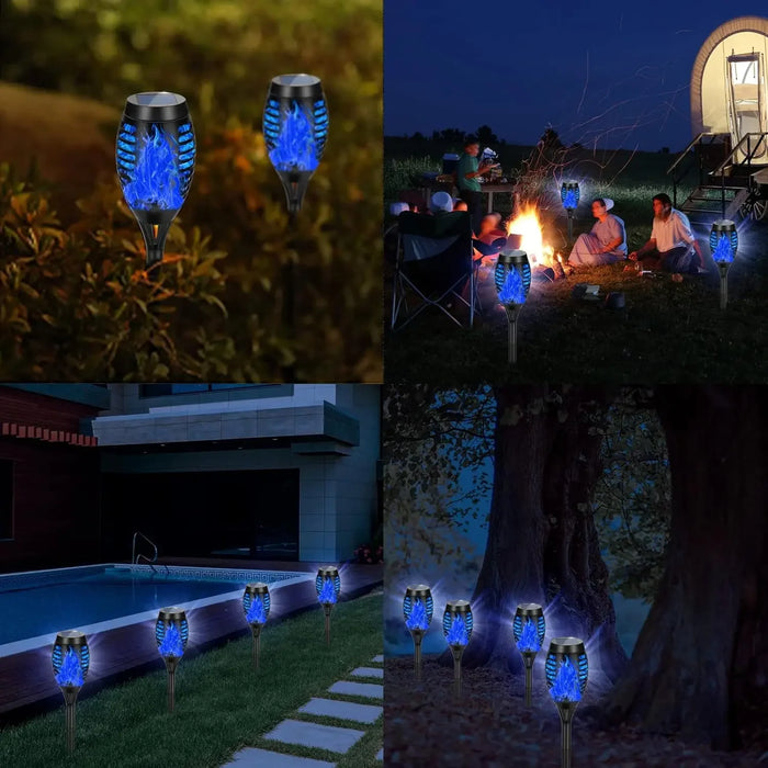 Enagua Mart 12 LED Solar Flame Torch Light - Flickering Waterproof Garden Decoration for Outdoor Lawn, Path, Yard, and Patio