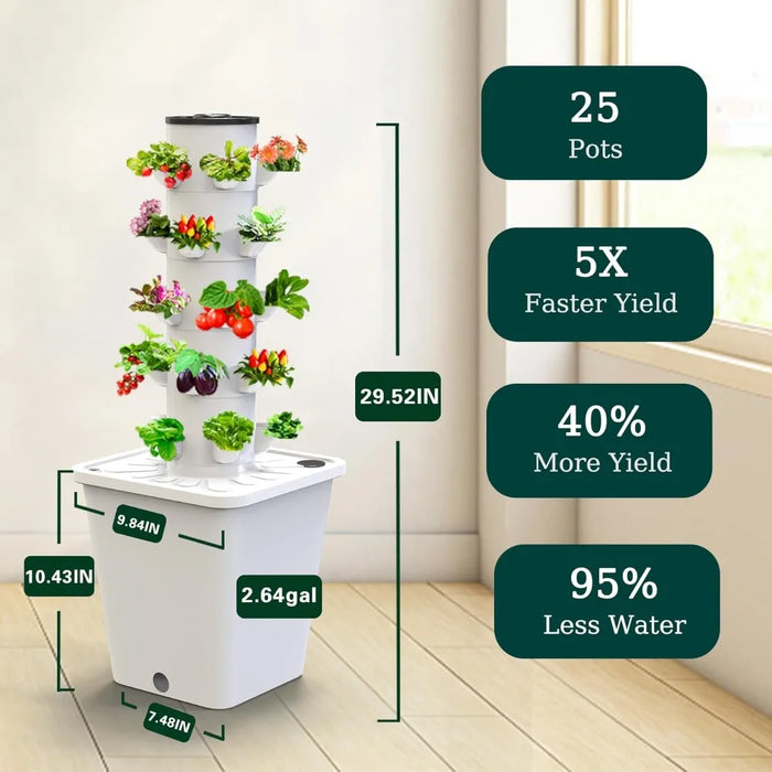 Enagua Mart Hydroponic Growing System – 25-Plant Vertical Garden For Indoor & Outdoor Use