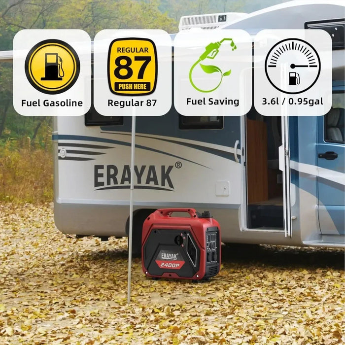 Enagua Mart 2400W Portable Inverter Generator - Super Quiet Small Generator for Camping and Emergency Power Backup