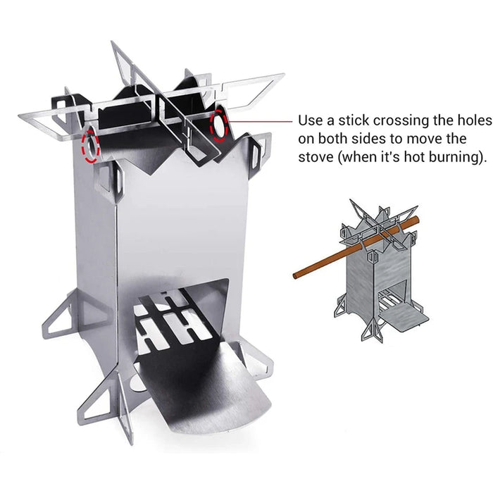 Enagua Mart Collapsible Stainless Steel Wood-Burning Stove - Portable Camping Stove for Backpacking