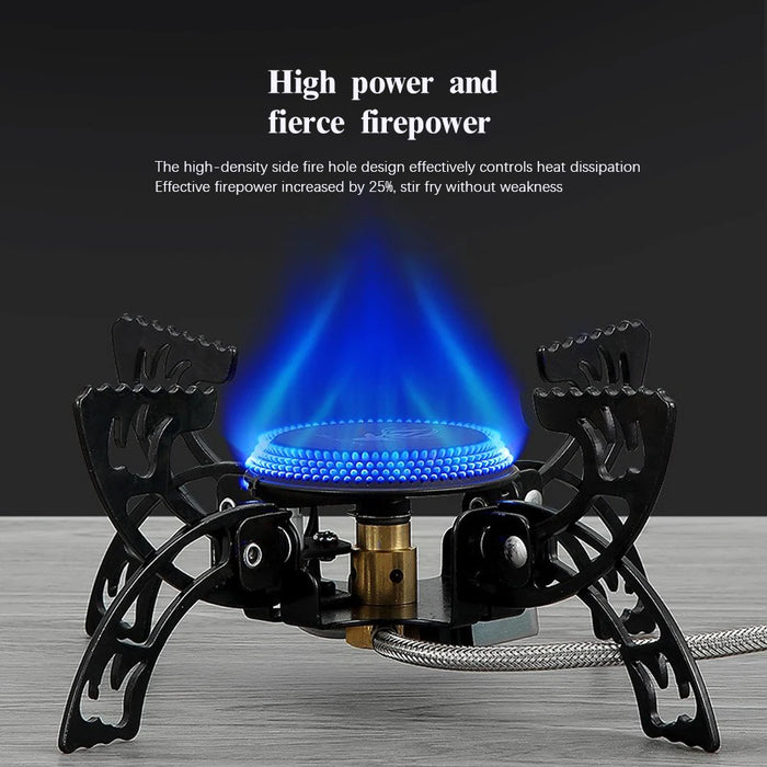 Enagua Mart Portable Folding Mini Gas Stove - Windproof Tea Stove for Camping and Outdoor Cooking