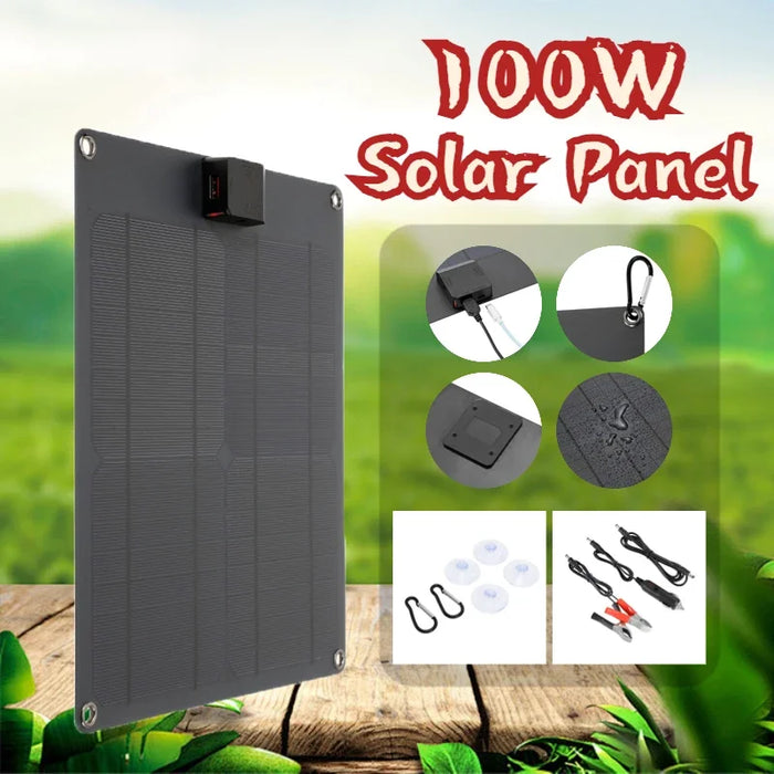 Enagua Mart 100W 12V/18V Portable Solar Panel - USB 5V, 2A Charger for Phone, RV, Car, and Camping