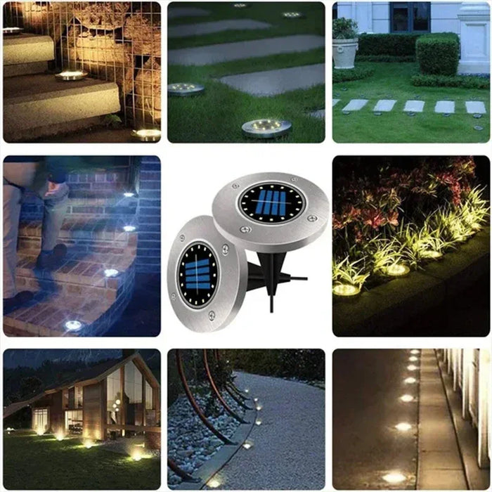 Enagua Mart 8 LED Solar Power Disk Light - Outdoor Garden Solar Underground Spotlight for Deck Decoration