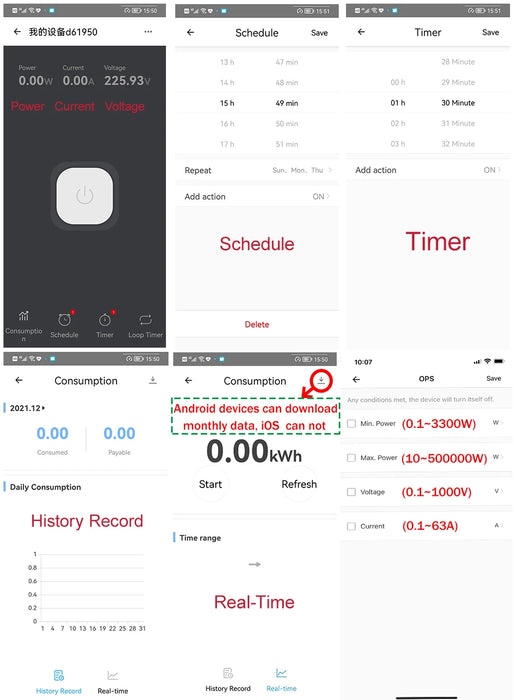 Enagua Mart Wi-Fi Smart Energy Meter - 1P DIN Rail Power Consumption Monitor with Timer and Relay