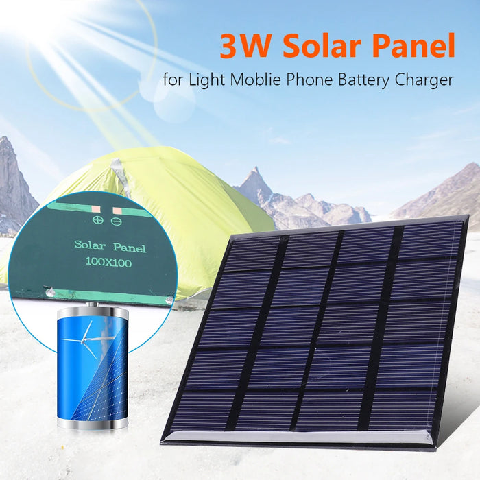 Enagua Mart Solar Panel Outdoor - 3W 2W 1.5W 5V DIY Solar Cells System for Low Power Electrical Devices