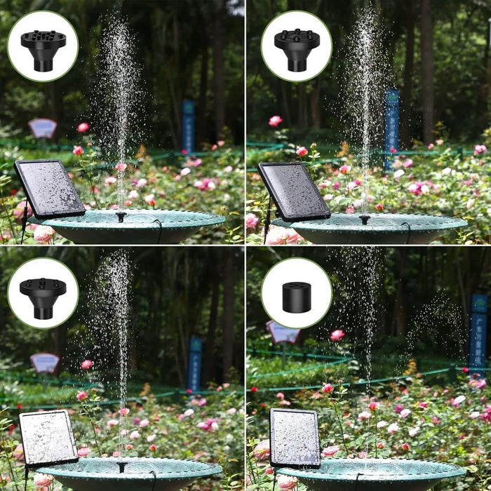 Enagua Mart Outdoor Solar Fountain - 6V 5W Fountain Pump with 3.2-Foot Water Pipe and Multiple Nozzles