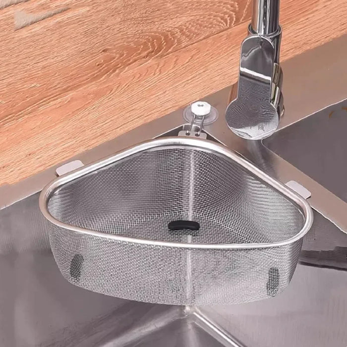 Enagua Mart Stainless Steel Triangle Sink Drain Basket - Food Debris and Waste Strainer for Home Use