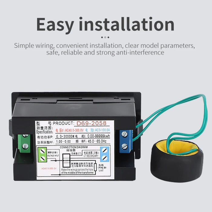 Enagua Mart Six-Display LCD Household Energy Meter - Digital Voltage and Current High-Precision Power Tester