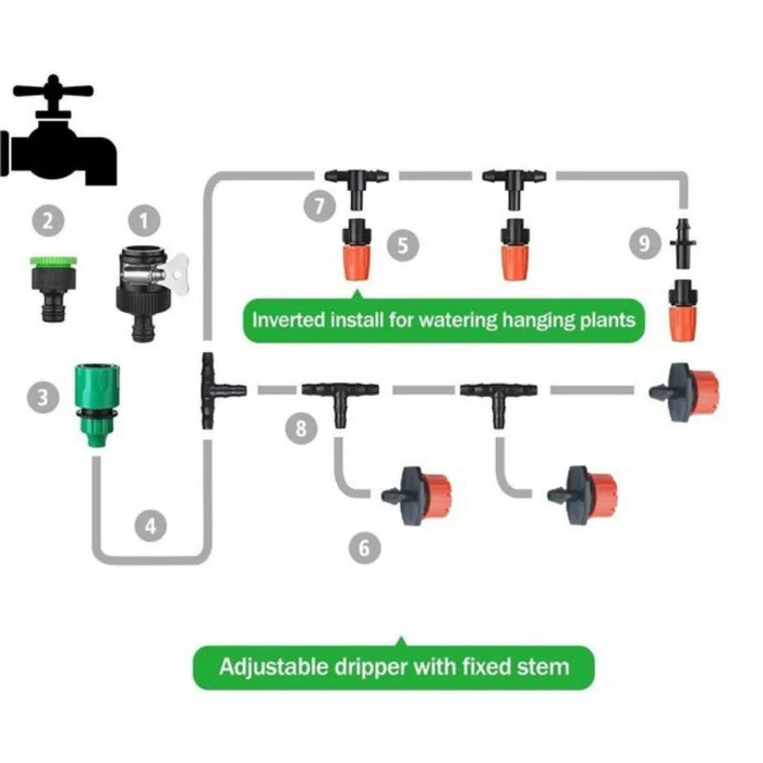 Enagua Mart Garden Automatic Drip Irrigation System - Adjustable Drip Spray Watering Kit