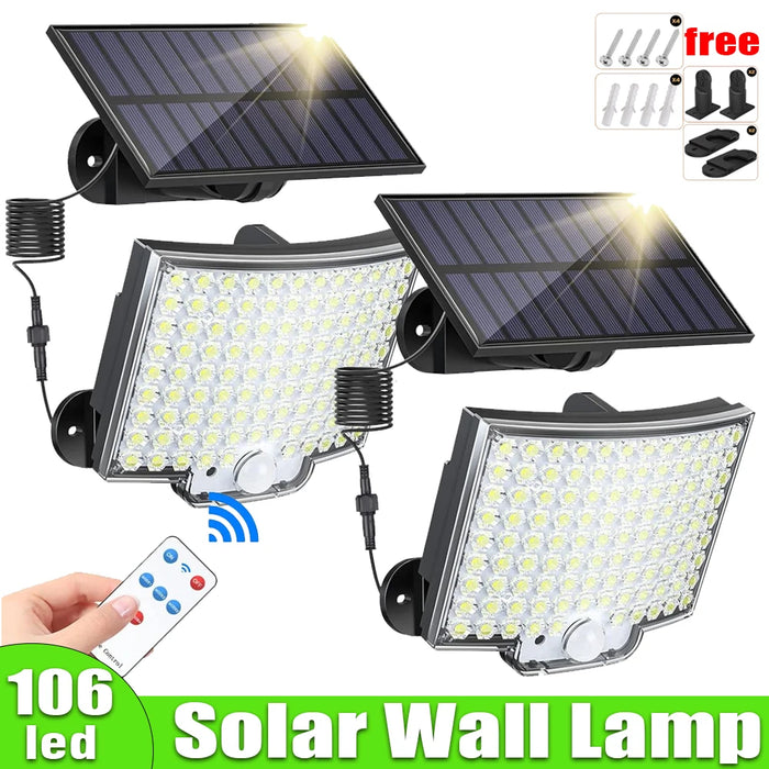 Enagua Mart 100-106 LED Solar Motion Light Outdoor - Separate Panel Solar Flood Lights with 3 Modes