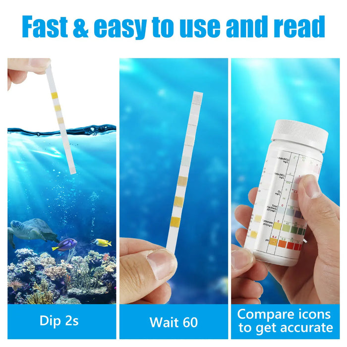 Enagua Mart 100PCS Aquarium Test Strips – 7-in-1 Fish Tank Water Quality Testing Kit