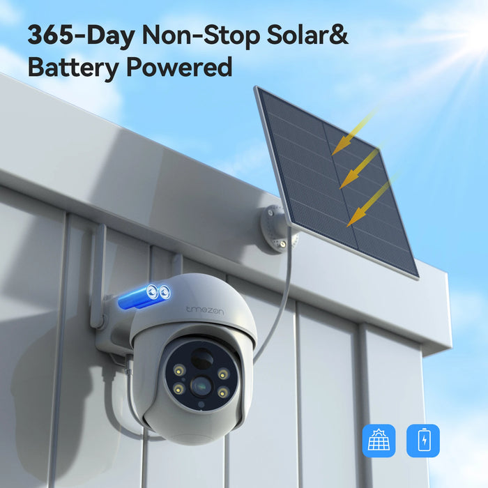 Enagua Mart 2K Wireless PTZ Solar Surveillance Camera - Outdoor Battery-Powered Security Camera with EEECloud App