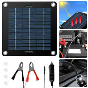 Enagua Mart 10W Solar Panel Kit - 12V Waterproof Solar Trickle Charger for Car, RV, and Boat - Enagua Mart