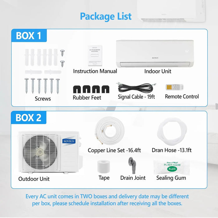 Enagua Mart 12,000 BTU Ductless Mini Split Inverter Plus System - 115V, 19 SEER with Heat Pump & Dehumidification