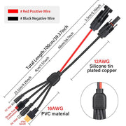 Enagua Mart 4-in-1 Solar Panel Connector Extension Line - XT60 Female Conn to DC5521/7909 Cable Splitter Connector DC Adapter Power Plug 12AWG - Enagua Mart