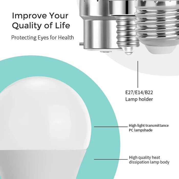 Enagua Mart LED Light Bulbs - 220V, 3W/6W/9W/12W/15W/20W Energy Saving Bulbs